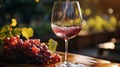 A close-up of red wine being poured into a glass. Generative AI. Royalty Free Stock Photo