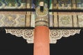 Close-up of red wooden pillars in front of the palace in the Forbidden City, Beijing, China Royalty Free Stock Photo