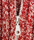 Close-up red wool sweater with zipper