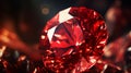 A close-up of a Red Zircon, showcasing its fiery brilliance and intricate facets