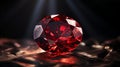 A close-up of a Red Zircon, showcasing its fiery brilliance and intricate facets.