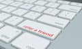 Close up of refer a friend keyboard button