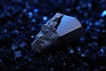 Close-up of a Reflective Obsidian Stone with Crystal Formations Royalty Free Stock Photo