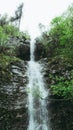 CLOSE UP: Refreshing stream water flowing down moss covered brown stones in a beautiful green forest in Montenegro. Cinematic shot Royalty Free Stock Photo