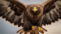 regal steppe eagle in majestic close-up mid-flight Royalty Free Stock Photo