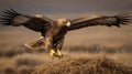 regal steppe eagle in majestic close-up mid-flight Royalty Free Stock Photo