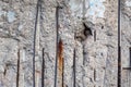 Close up of the reinforced concrete remains of the Berlin Wall, Germany. Segments of wall have been left as a reminder.