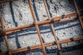Close-up reinforcement grille, building accessories for the foundation Royalty Free Stock Photo