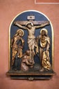 Close-up of the relief sculptures of Jesus in the Frankfurt Cathedral of St Bartholomaus in Germany