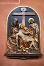 Close-up of the relief sculptures of Jesus in the Frankfurt Cathedral of St Bartholomaus in Germany