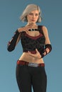 Close up render of a beautiful urban fantasy woman in a magic pose