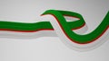 Close-up render of the twisted ribbon of the Algerian flag, the national colors of Algerian as a ribbon in 4k resolution Royalty Free Stock Photo