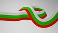 Close-up render of the twisted ribbon of the Bulgaria flag, the national colors of Bulgaria as a ribbon in 4k resolution