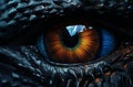 Close-up of a reptilian eye conveying a sense of mystery and danger