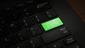 Close-up REQUEST ACCEPTED button with green color on a black laptop keyboard background. Royalty Free Stock Photo