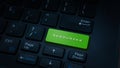 Close-up RESOURCES text on key button with green color on a black laptop keyboard background. Business conceptual photo. Selective