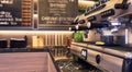 Close up of restaurant and bar coffee machine in focus Royalty Free Stock Photo