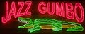 New Orleans restaurant neon sign with alligator Royalty Free Stock Photo