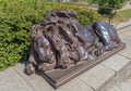 Close up of a resting lion figure in Lubeck  Germany Royalty Free Stock Photo