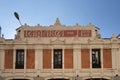 Close-up of the restored modernist faÃÂ§ade of the Edificio Lamarca Hermanos building