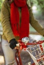 Close up of retro bike with trendy fashion girl Royalty Free Stock Photo