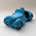 Close up of retro blue car toy on grey background, created using generative ai technology Royalty Free Stock Photo