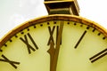 Close up of a retro clock and time is 12 o`clock Royalty Free Stock Photo
