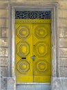 close up retro style old house door of Mediterranean architectural culture in Mediterranean island Malta Royalty Free Stock Photo