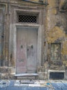 close up retro style old house door of Mediterranean architectural culture in Mediterranean island Malta Royalty Free Stock Photo