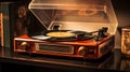 Close up of a Retro style vintage record player in sepia colors Royalty Free Stock Photo