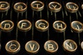 Close up of retro typewriter keys. Content creating and blogging concept