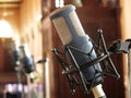 Close up of retro vintage microphone against