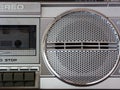 Close-up of retro / vintage portabl radio casset stereo audio player