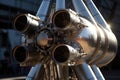 close-up of reusable rocket engine components