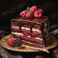 Decadent Chocolate Cake: Cocoa Richness & Raspberry Elegance