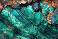 This close-up reveals the remarkable textures and oxidation patterns of copper ore, featuring striking green and blue hues against Royalty Free Stock Photo