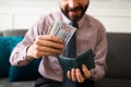 Close up of a rich man with a lot of money Royalty Free Stock Photo