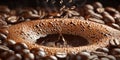 Close Up of Rich Roasted Coffee Beans with a Splash Drop and Foamy Bubbles in Studio Lighting Royalty Free Stock Photo