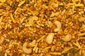 Close-up of Rich Spicy Kaju Mixture Indian namkeen snacks Full-Frame Background.