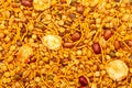 Close-up of Rich and Spicy Navratan Indian namkeen (snacks) Full-Frame Background.