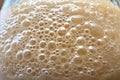 close-up of rich and tangy sourdough starter, with bubbles and fermentation visible