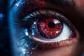 close-up of the right eye with artificial retina. Future biomedical technology for object recognition through scanning Royalty Free Stock Photo