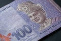 Close up of Ringgit Malaysia 100, Malaysian currency Royalty Free Stock Photo