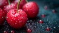 Close-up of ripe fresh red cherries. Cherry on a black background Royalty Free Stock Photo