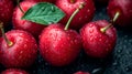 Close-up of ripe fresh red cherries. Cherry on a black background Royalty Free Stock Photo