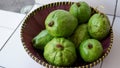 Close up of ripe guava in a basket