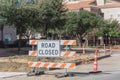 Road closed sign in Downtown Irving, Texas, USA Royalty Free Stock Photo