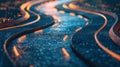A close up of a road with lights on it, AI Royalty Free Stock Photo