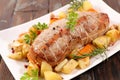 Roast meat and vegetable Royalty Free Stock Photo