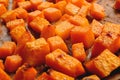 Close up of roasted butternut squash cubes Royalty Free Stock Photo